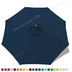 ABCCANOPY 23+ colors 9ft Market Umbrella Replacement Canopy 8 Ribs (navy blue)