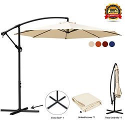 JEAREY Patio Umbrella 10 Ft Offset Cantilever Umbrella Outdoor Market Hanging Umbrellas & Cr ...