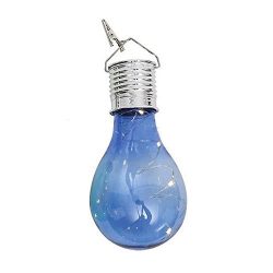 Blue LED Solar Panel Powered Bulb Light Outdoor Garden Decoration Hanging Lamp