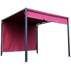 Outsunny 10′ x 10′ Steel Outdoor Retractable Pergola Gazebo Shade Backyard Canopy Co ...