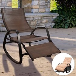 Sundale Outdoor Indoor Rocking Chair with Cushion Adjustable Zero Gravity Lounge Chair Waterproo ...