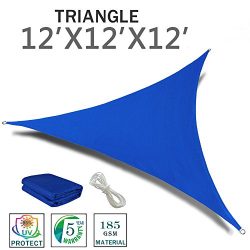 SUNNY GUARD 12′ x 12′ x 12′ Blue Triangle Sun Shade Sail UV Block for Outdoor  ...