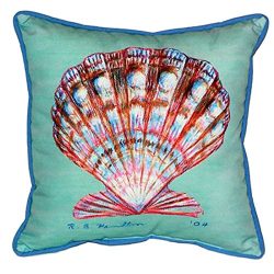 Betsy Drake Scallop Shell Extra Large 22 X 22 Indoor / Outdoor Teal Pillow