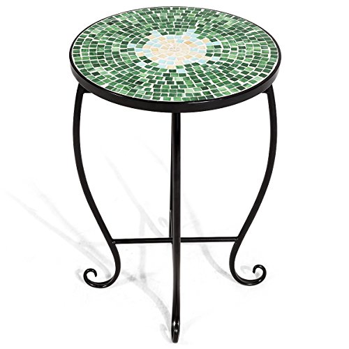 Giantex Mosaic Round Side Accent Table Patio Plant Stand Porch Beach