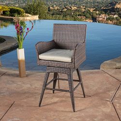 Tustin Wicker Outdoor Swivel Arm Bar Stool