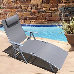 Le Papillon Adjustable Chaise Lounge Chair Recliner Outdoor Patio Pool Folding Lounge Chair R ...