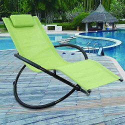 GREARDEN Outdoor Lounge Chair Orbital Zero Gravity Patio Chaise Lounge Rocking Lounger with Remo ...