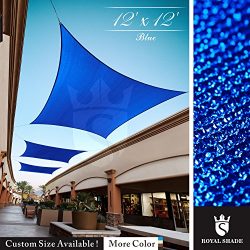 Royal Shade 12′ x 12′ Blue Square Sun Shade Sail Canopy Outdoor Patio Fabric Shelter ...