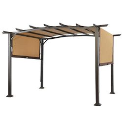 LCH 12 x 9 Ft Pergola Outdoor Steel Frame Patio Sunshlter Retractable Canopy Shades Garden Backyard