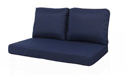 Quality Outdoor Living All Weather Deep Seating Patio Loveseat Seat and Back Cushion Set, 46-Inc ...