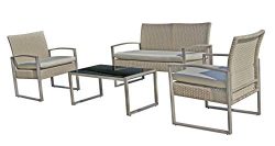 StellaHome Outdoor Chairs Patio Furniture Set Clearance Balcony Garden Wicker Small Cheap 4Piece ...