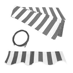 ALEKO FAB12X10GREYWHT Retractable Awning Fabric Replacement 12 x 10 Feet Gray and White Striped