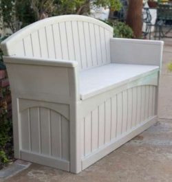 Premium Furniture Outdoor Storage Bench, Patio – 50 Gal, Resin, Light Taupe