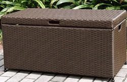 Home Improvements Espresso Brown Resin Wicker Outdoor Storage Box Deck Box Storage Patio Coffee  ...