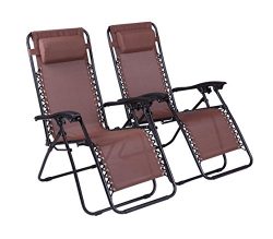 Naomi Home Zero Gravity Chairs Brown/Set of 2