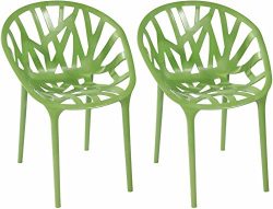 Mod Made Branch Cut Out Dining Chair Stackable, Green, Set of 2