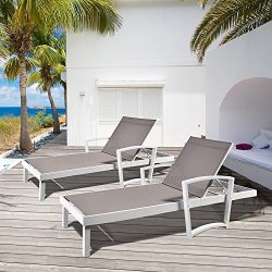 ART TO REAL Outdoor Aluminum Chaise Lounge Chair Pack of 1, All Weather Resistant Patio Beach Ad ...