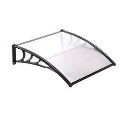 mecor 59“×39″ Window Awning Outdoor, White Polycarbonate Front Door Patio Cover Canopy Sun ...