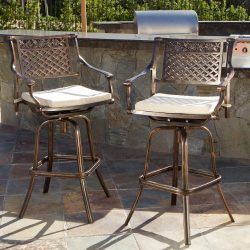 Sierra Outdoor Cast Aluminum Swivel Bar Stools w/Cushion (Set of 2)