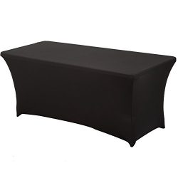 Haorui Rectangular Spandex Table Cover (6 ft. Black)