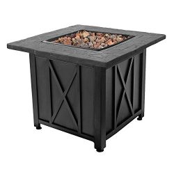 Endless Summer Blue Rhino Outdoor Propane White Lava Rock Patio Fire Pit, Black