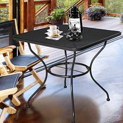 Homevibes 30″ Outdoor Patio Dining Table Top Bistro Table Top Umbrella Stand Square Deck F ...