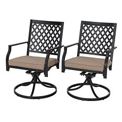 PHI VILLA Outdoor Patio Metal Swivel Dining Chair fits Garden Backyard Rocker Chairs Furniture & ...