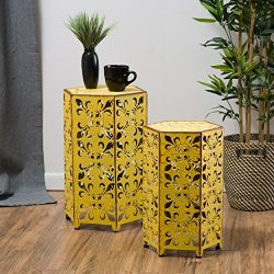 Great Deal Furniture (Set of 2) Utica Antique Style Yellow Accent Table