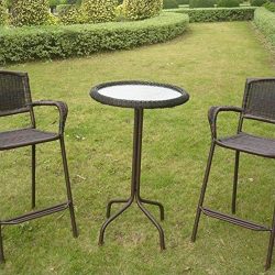 International Caravan Resin Wicker Bar-Height Outdoor Bistro Table Black