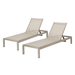 Great Deal Furniture Outdoor Aluminum Chaise Lounge Set (Set of Two)