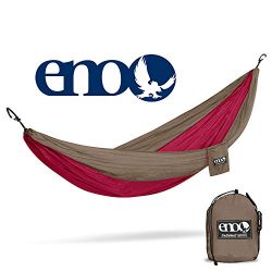 Eagles Nest Outfitters – ENO DoubleNest Hammock, Portable Hammock for Two, Khaki/Maroon (FFP)