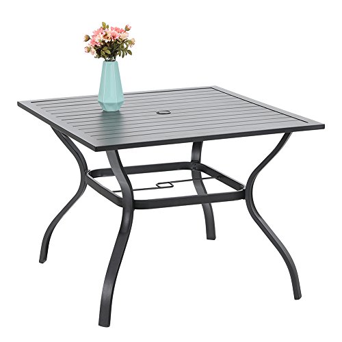 PHI VILLA 37" Outdoor Patio Bistro Metal Steel Slat Dining ...