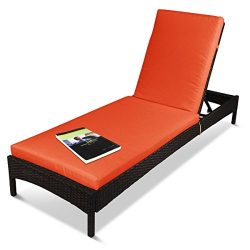 Outdoor Patio Adjustable Chaise Lounger Recliner Lounge Chair, Rust-Resistant Aluminum Frame, wi ...