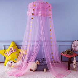 Twinkle Star Kids Mosquito Netting Princess Bed Canopy 3 Layers Lace Ruffle Dome for Baby, Girls ...