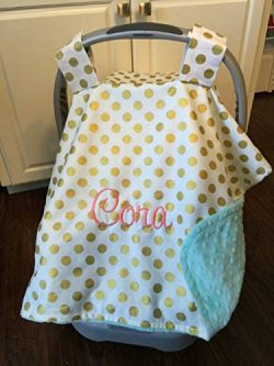 Personalized Car Seat Canopy Girl Carseat Blanket Cover with Monogram