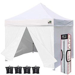 Eurmax 10 x 10 Pop up Canopy Commercial Tent Outdoor Party Shelter with 4 Zippered Sidewalls and ...