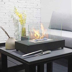 ART TO REAL Upgrades Rectangle Tabletop Bio Ethanol Fireplace Indoor Outdoor Fire Pit Portable F ...