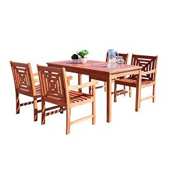 Vifah Lido Outdoor 5-Piece Wood Patio Dining Set