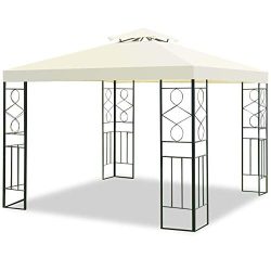 Tangkula 2 Tier 10’x10′ Patio Gazebo Canopy Tent Steel Frame Shelter Awning (Gray)