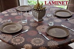 LAMINET Elastic Fitted Table Cover – MEDALLION – Small Round – Fits tables up  ...