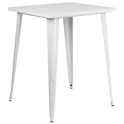 Flash Furniture 31.5” Square White Metal Indoor-Outdoor Bar Height Table