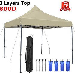 Tentking Canopy Tent 10 x 10 ft Beige, Commercial Instant Shelter Market Stall Ez Pop-Up Canopy  ...