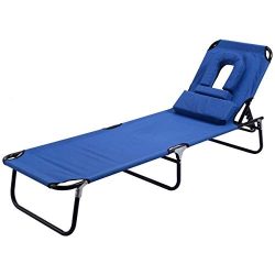 Goplus Folding Chaise Lounge Chair Reclining Adjustable Outdoor Patio Beach Camping Recliner w/H ...