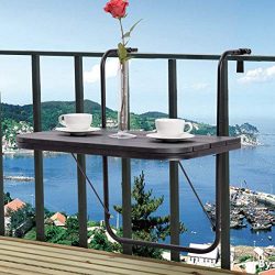 Tangkula Balcony Folding Deck Table Patio Outdoor Garden Adjustable Hanging Railing Serving Tabl ...