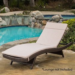 GDF Studio 654 Salem Outdoor Textured Beige Water Resistant Chaise Lounge Cushion