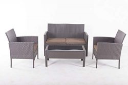 UFI 4 Pieces Outdoor Patio Furniture Sets Garden Elegant Designed Sectional Sofa Backyard Porch  ...