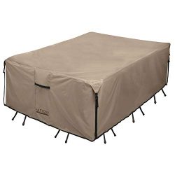 ULTCOVER 600D PVC Durable Rectangular Patio Table with Chair Cover, 100% Waterproof Outdoor Furn ...