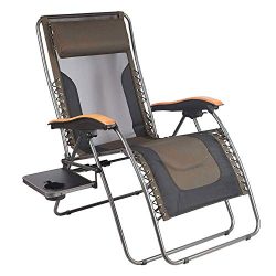 PORTAL Oversized Mesh Back Zero Gravity Recliner Chairs, XL Padded Seat Adjustable Patio Lounge  ...