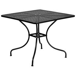 Flash Furniture 35.5” Square Black Indoor-Outdoor Steel Patio Table