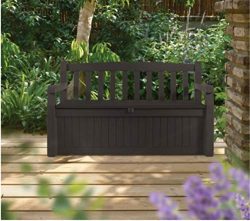 Patio Storage Bench Waterproof, 70 Gal All Weather Outdoor Patio Storage Bench Deck Box Brown &a ...